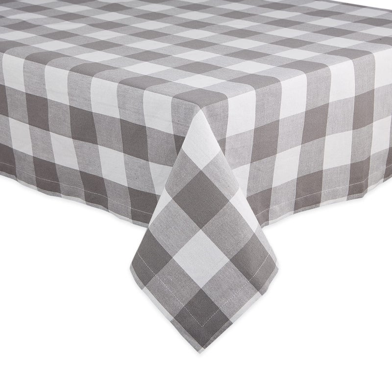 DII Buffalo Check Collection, Classic Farmhouse Tablecloth, 60 x 104, Gray & White - Image 2